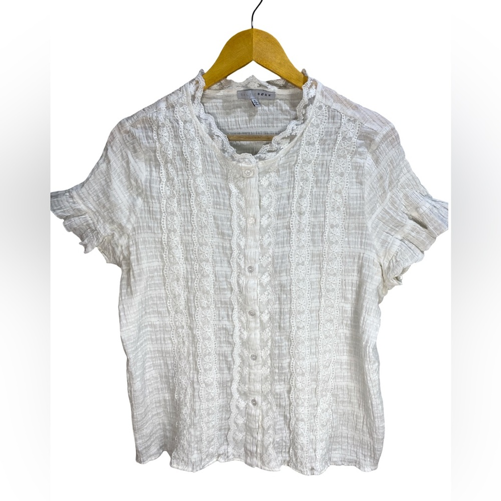 Baltic Born Ivory Lace Button-Up Blouse‎